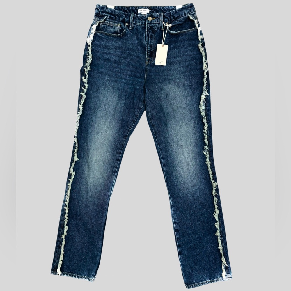 Good American Straight Fringe Jeans